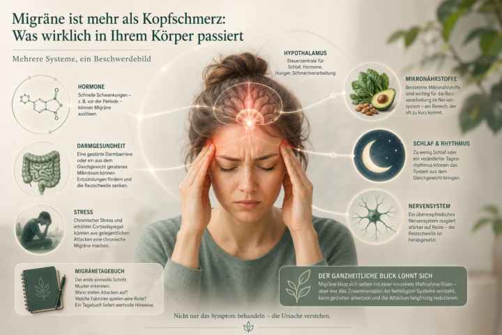 Migräne Ursachen: Hypothalamus, Hormone und Darmgesundheit im Zusammenspiel